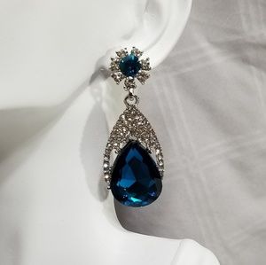 Dark blue prom earrings